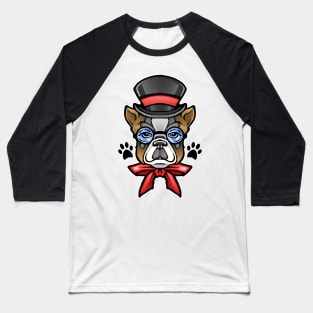 Cute Dog French Bulldog Wearing Sunglasses Hat and Bow Tie Baseball T-Shirt